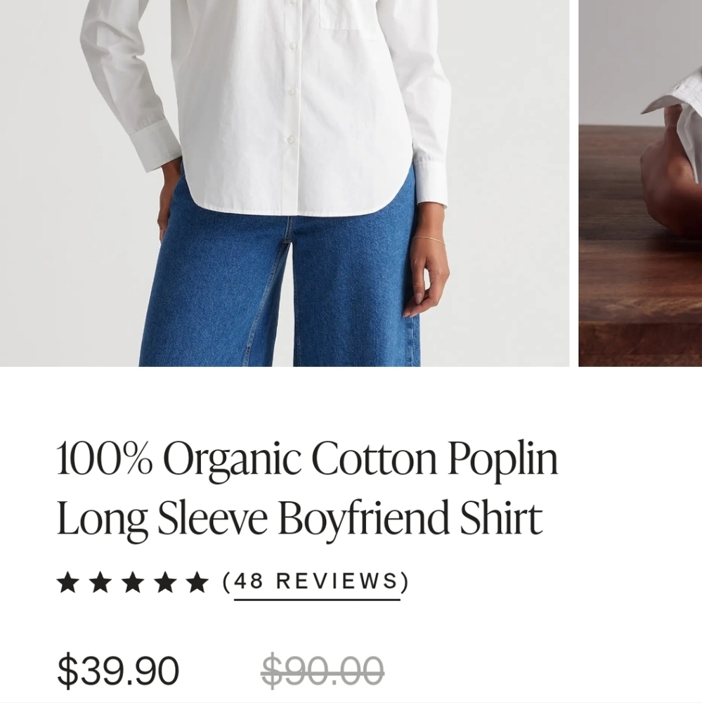 Quince Boyfriend  Organic Cotton Poplin Button Down Black Small Last One - Picture 2 of 10